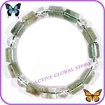 Sold Out Natural Green Phantom /Faceted Clear Rock Crystal Quartz Elastic Design Bracelet Gift - Match Fashion /Leisure Garments